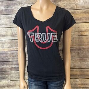 True Graphic Scoop Neck Tee - Black with Red and White